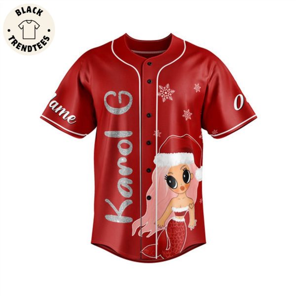 Karol G Feliz Navidad Bichota Red Christmas Design Baseball Jersey