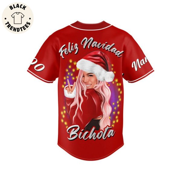 Karol G Feliz Navidad Bichota Red Christmas Design Baseball Jersey