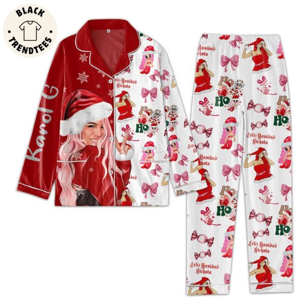 Karol G Red White Portrait Design Pajamas Set_