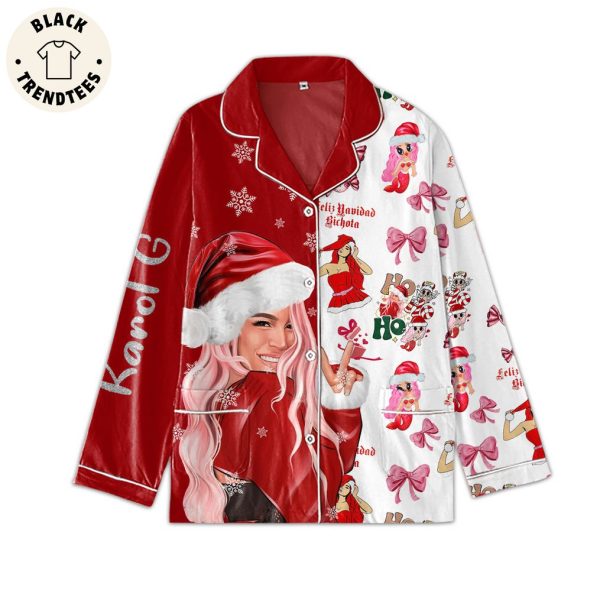 Karol G Red White Portrait Design Pajamas Set_