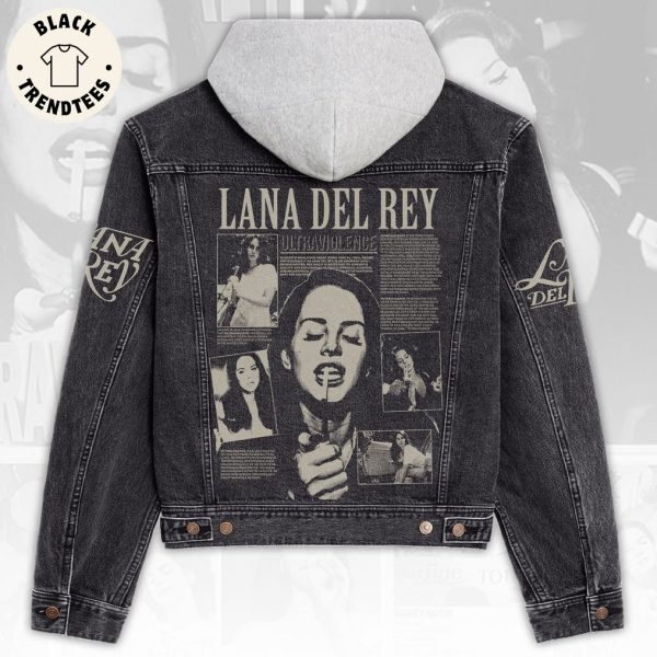 Lanna Del Rey Character In Newspaper Design Hooded Denim Jacket