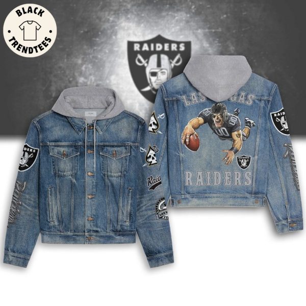 Lasvegas Raiders Football Portrait Design Hooded Denim Jacket