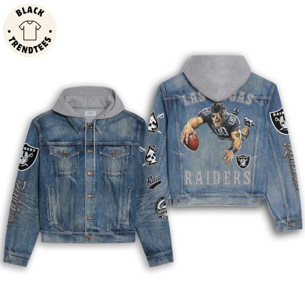 Lasvegas Raiders Football Portrait Design Hooded Denim Jacket