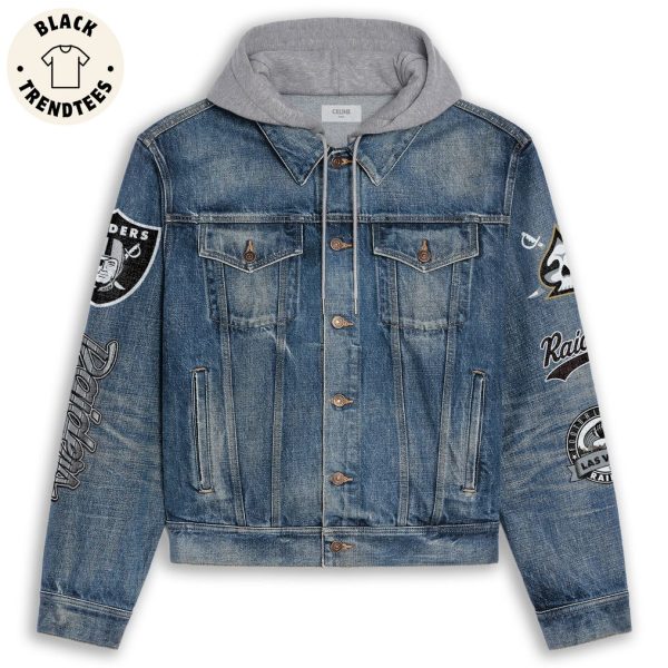 Lasvegas Raiders Football Portrait Design Hooded Denim Jacket