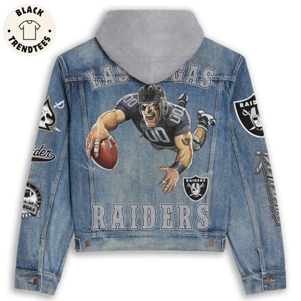 Lasvegas Raiders Football Portrait Design Hooded Denim Jacket