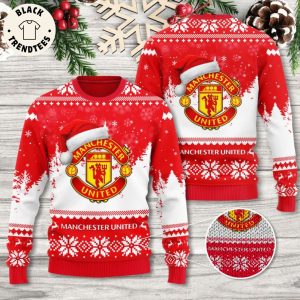 Manchester United 3D White Red Christmas Design 3D Sweater