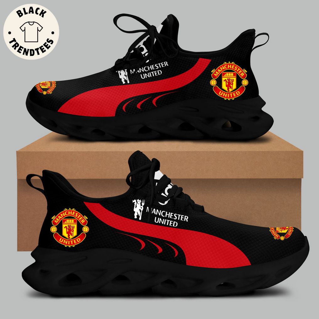 Manchester United Logo Full Black Red Design Max Soul Shoes