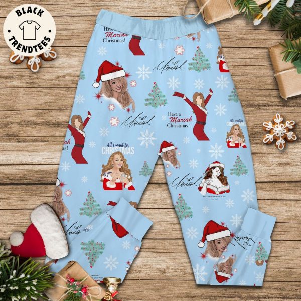 Mariah Carey Christmas Blue Portrait Design Pajamas Set