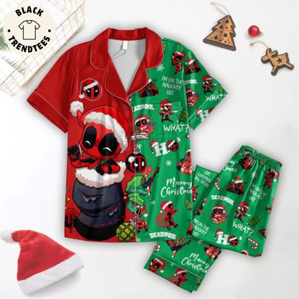 Marry Christmas Deadpool Red Green Design Pajamas Set