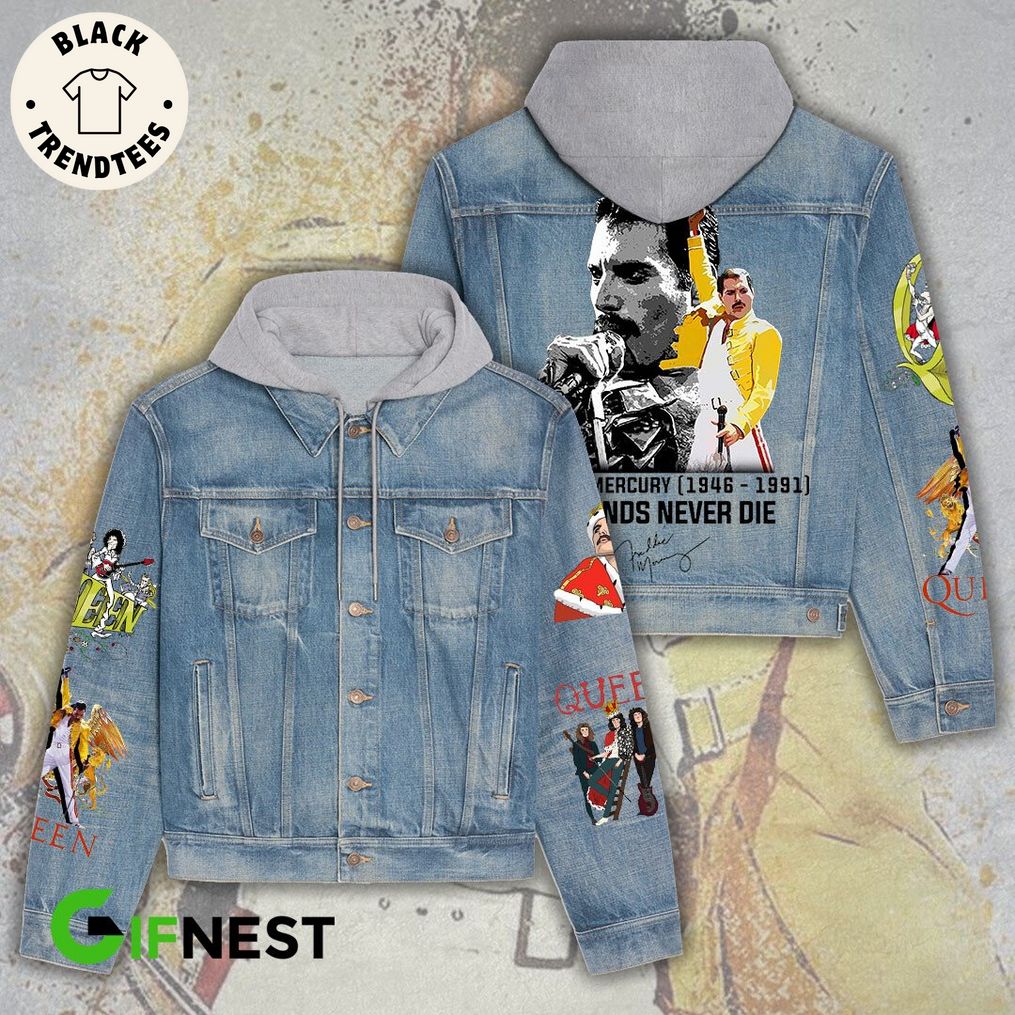 Mercury 1946-1991 Never Die Portrait Design Hooded Denim Jacket