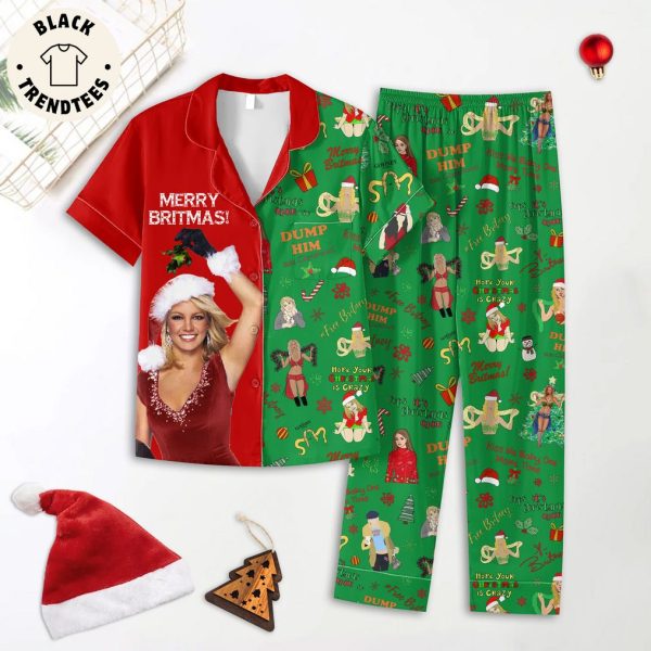 Merry Britmas Kiss Me Baby One More Time Design Pajamas Set