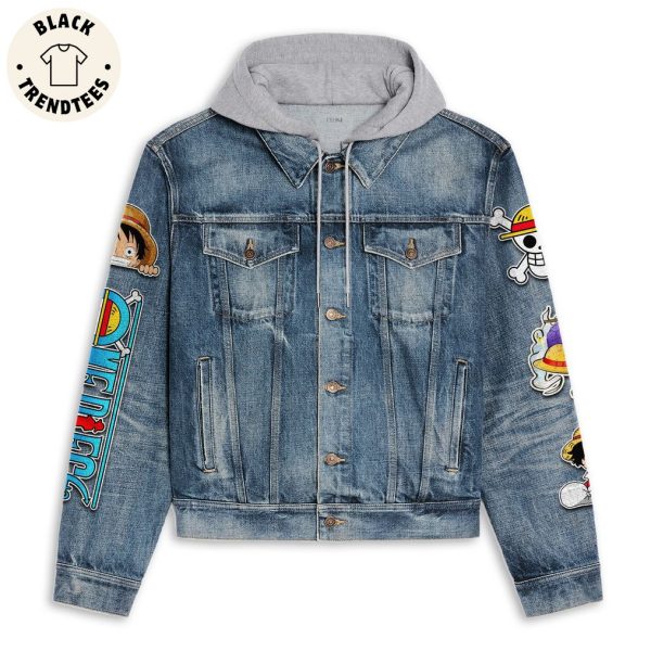 Merry Christmas Design Hooded Denim Jacket