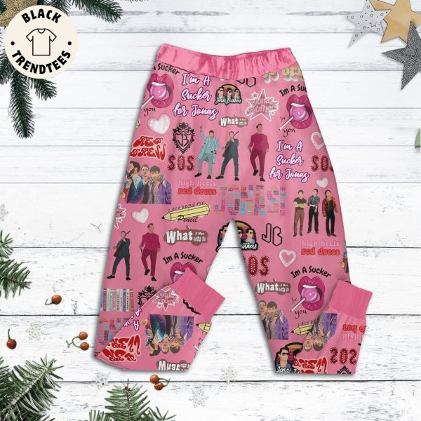 Merry Christmas Suckers Pink Design Pajamas Set