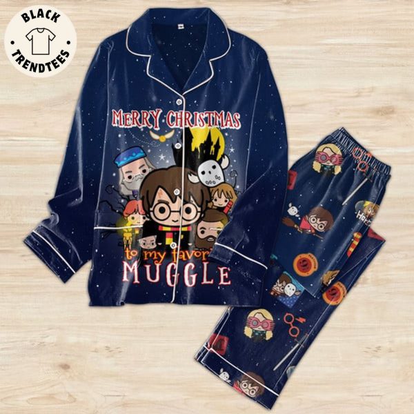 Merry Christmas To My Muggle Blue Design Pajamas Set