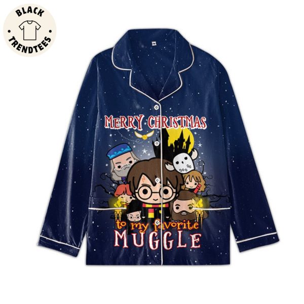 Merry Christmas To My Muggle Blue Design Pajamas Set