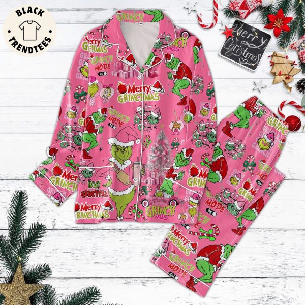 Merry Grinchmas Pink Grinch Design Pajamas Set