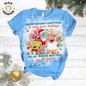 Merry Krabby Christmas May Your Holidays Be As Nikini Bottom As It Gets Blue Design Pajamas Set