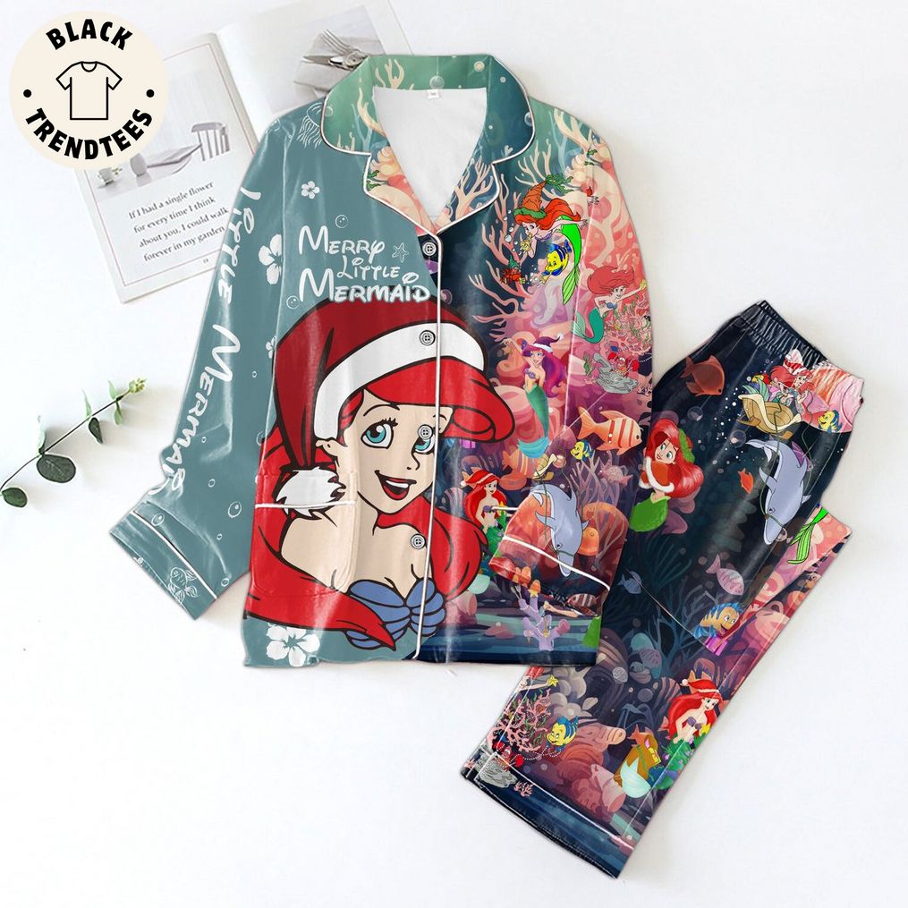 Merry Little Mermaid Portrait Design Pajamas Set