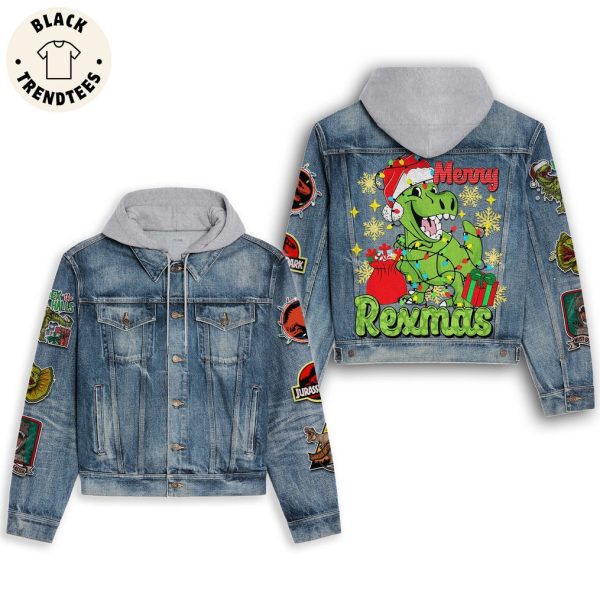 Merry Rexmas Design Hooded Denim Jacket