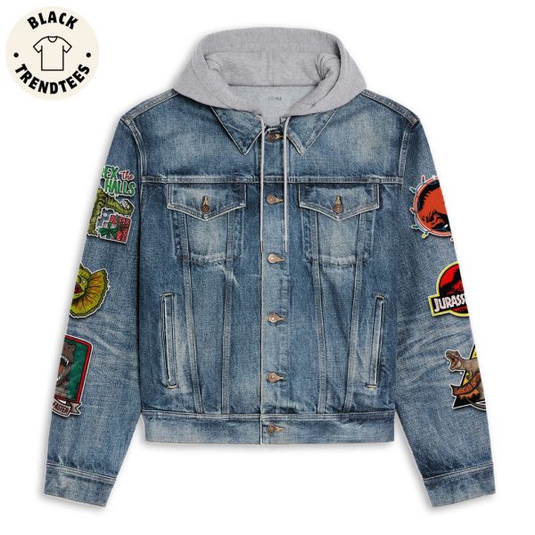 Merry Rexmas Design Hooded Denim Jacket