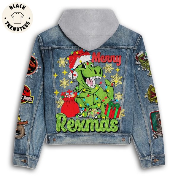 Merry Rexmas Design Hooded Denim Jacket