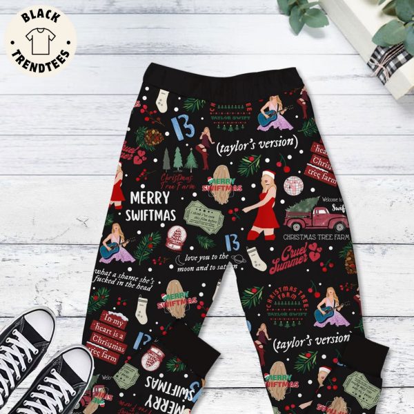 Merry Swiftmas Taylor’s Version Black Design Pajamas Set