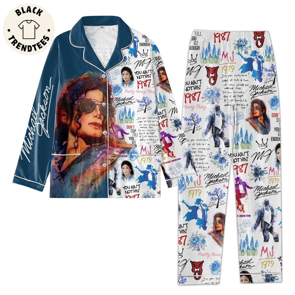 Michael Jackson Portrait Blue White Design Pajamas Set