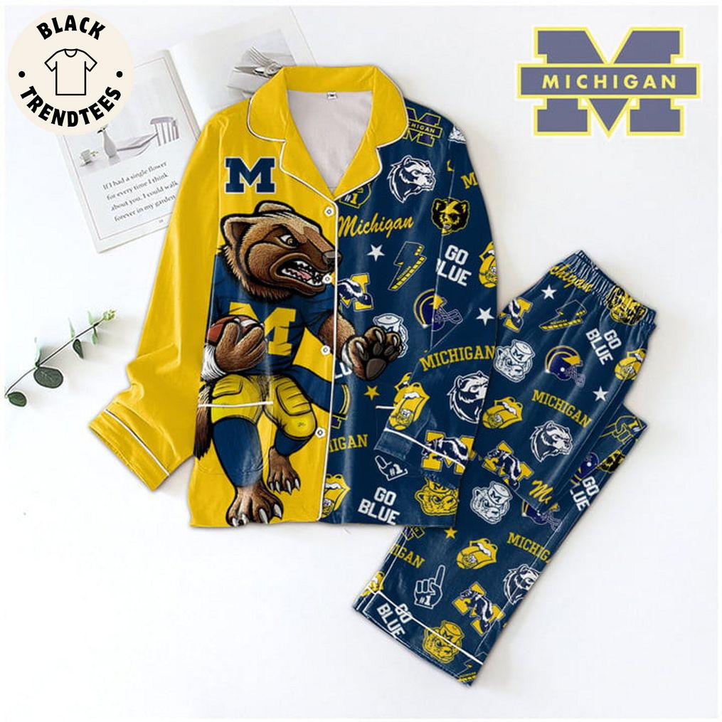 Michigan Go Blue Mascot Design Pajamas Set