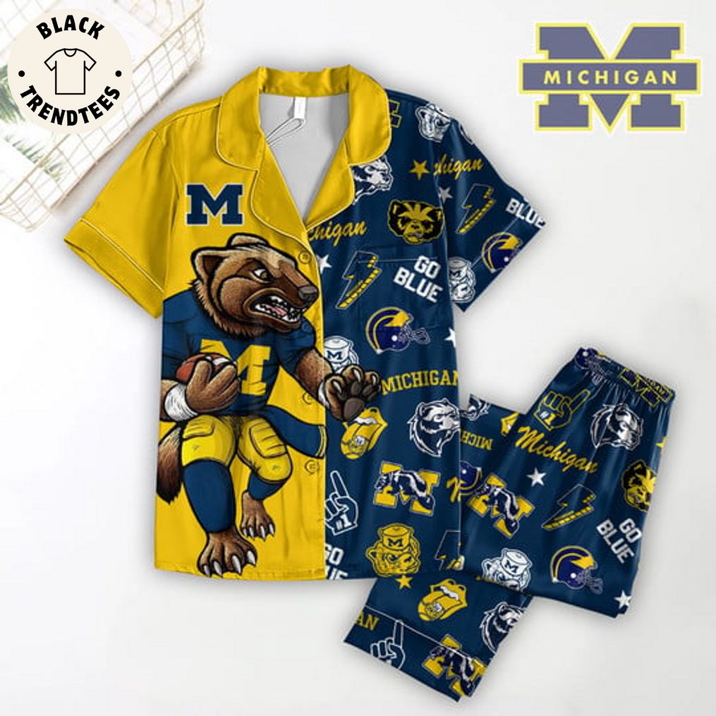 Michigan Go Blue Mascot Design Pajamas Set