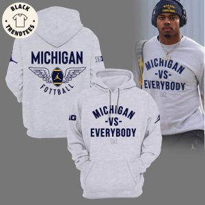 Michigan Vs Everybody Grey Hoodie Michigan Football Logo Gray Design 3D Hoodie