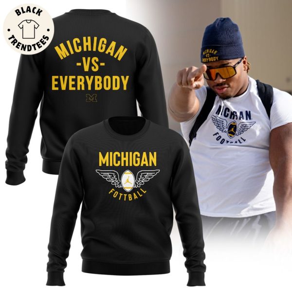 Michigan Vs Everybody Michigan Football Black Logo Design 3D Sweater