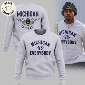 Michigan Vs Everybody Michigan Football Gray Logo Design 3D Sweater