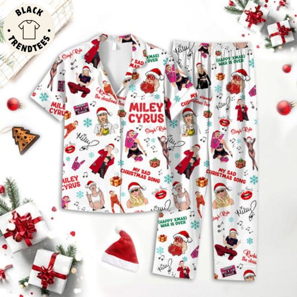 Miley Cyrus Portrait White Design Pajamas Set