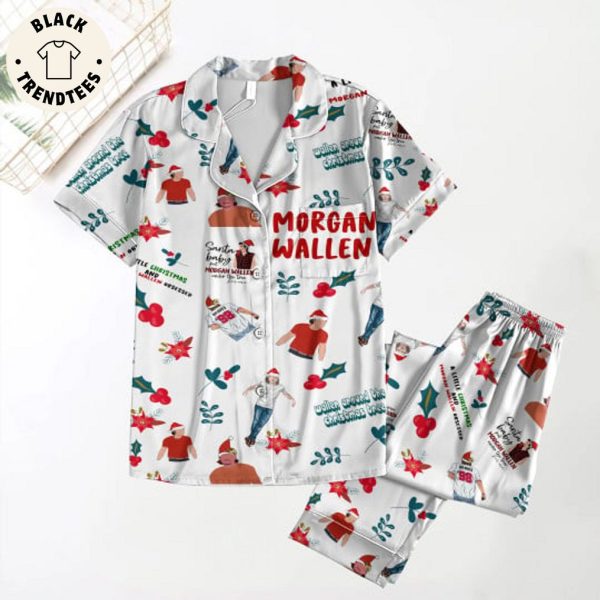 Morgan Wallen A Little Christmas White Design Pajamas Set