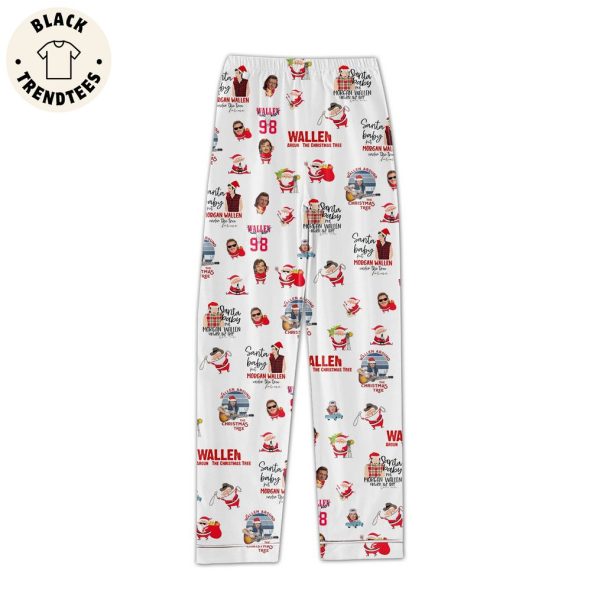 Morgan Wallen Santa Baby Put Morgan Wallen 98 White Red Design Pajamas Set