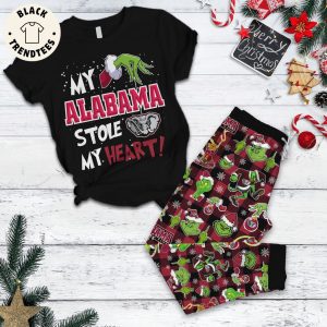 My Alabama Stole My Heart Grinch Design Black Pajamas Set