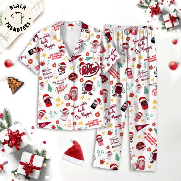 My Blood Type Is Dr Pepper White Design Pajamas Set