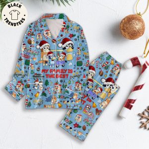 My Family Is The Best Christmas Blue Design Pajamas Set