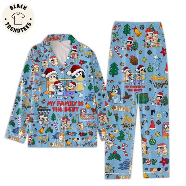 My Family Is The Best Christmas Blue Design Pajamas Set