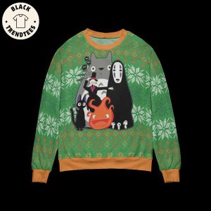 Ghibli Chibi Green Christmas Design 3D Sweater