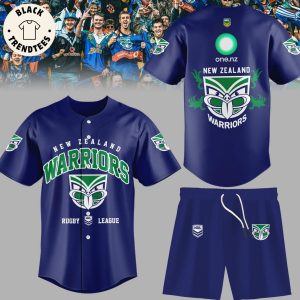New Zealand Warriors Rugby League One.nz Blue Design Baseball Jersey