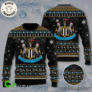 Newcastle United Black Christmas Design 3D Sweater