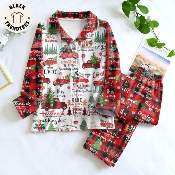 Christmas Movies Watching Shirt White Design Pajamas Set