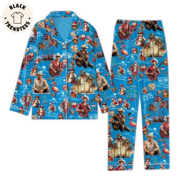 No Shoes Nation Coconut Tree Blue Design Christmas Pajamas Set