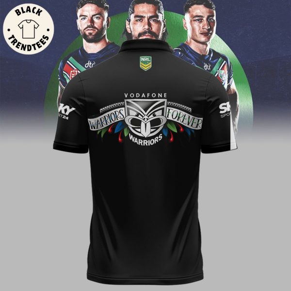 NRL Telstra Premiership Warriors Black Logo Design 3D Polo Shirt