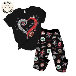 Ohio State Go Bucks Heart Black Design Pajamas Set