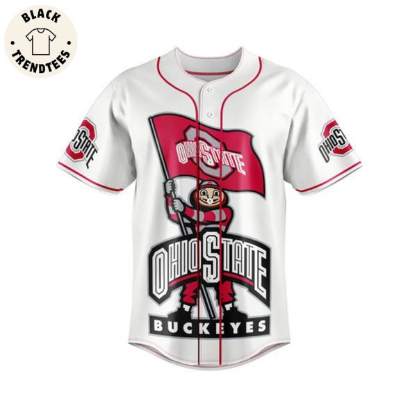 Oho State Buckeyes Mascot White Design Baseball Jersey