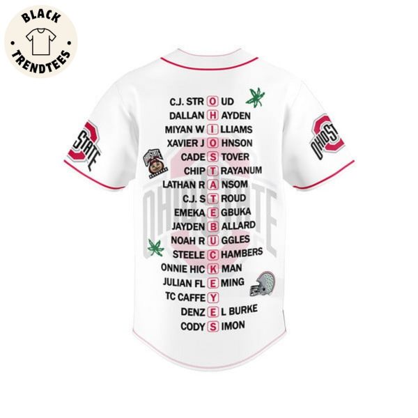 Oho State Buckeyes Mascot White Design Baseball Jersey