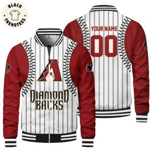 Personalized Arizona Diamondbacks White Striped Design Baseball Jacket