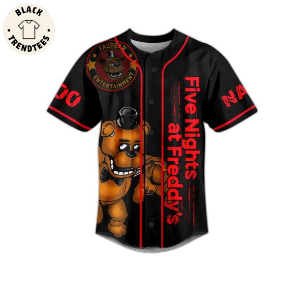 Personalized Five Nights At Freddy’s Mascot Black Design Baseball Jersey